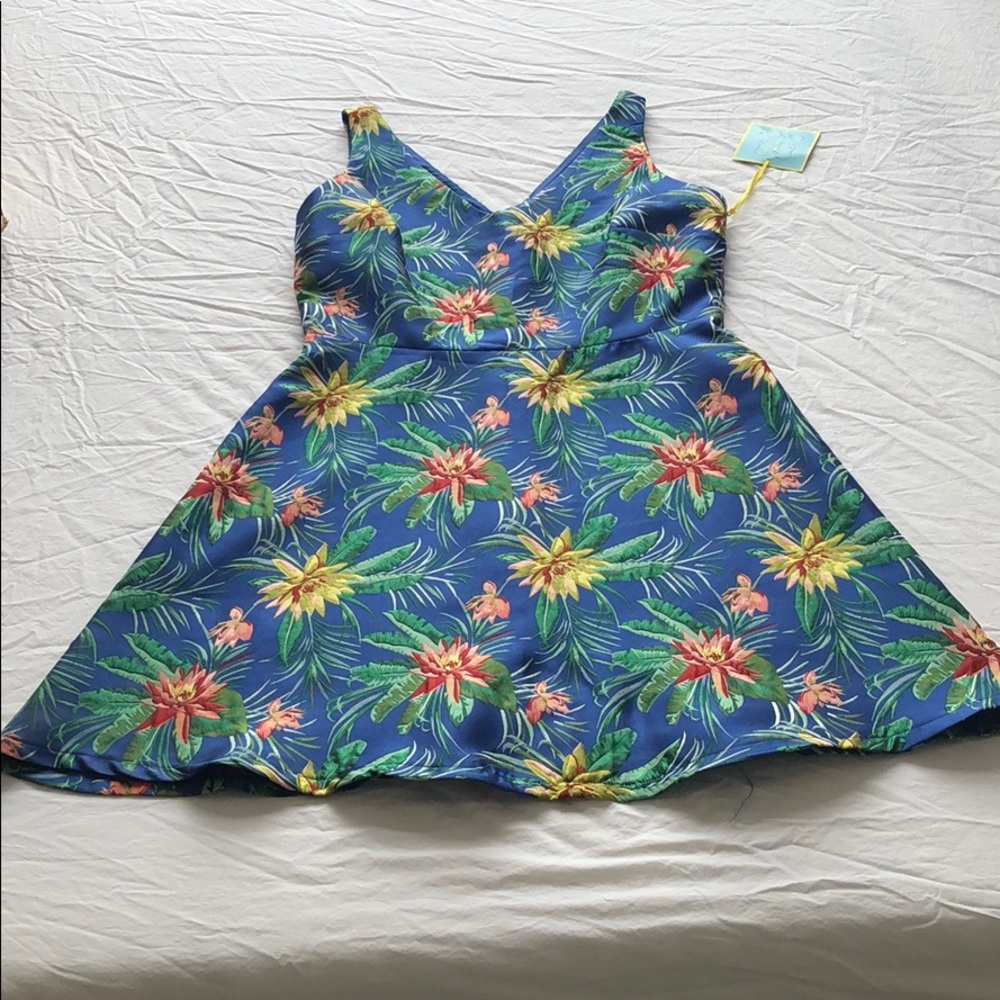 Tropical Floral Print Dress
